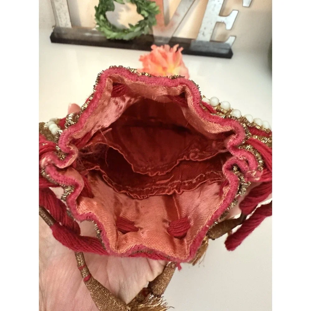 Beaded Vintage Reticule Bag‎ Clutch Pouch Potli Bag Bridal Embroidered Purse 6X5